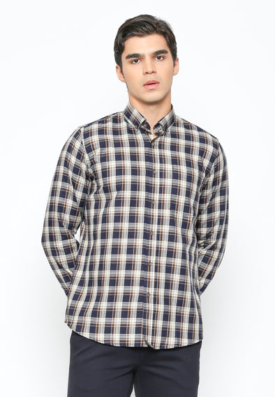 Men'S Long Sleeve Shirt With Checked Motif