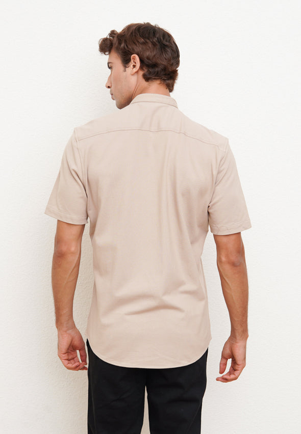 Cream Texture Men's Short Sleeve Shirt