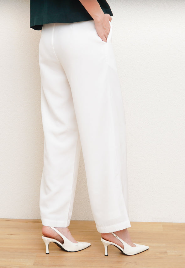 Off White Flowy Straight Pants