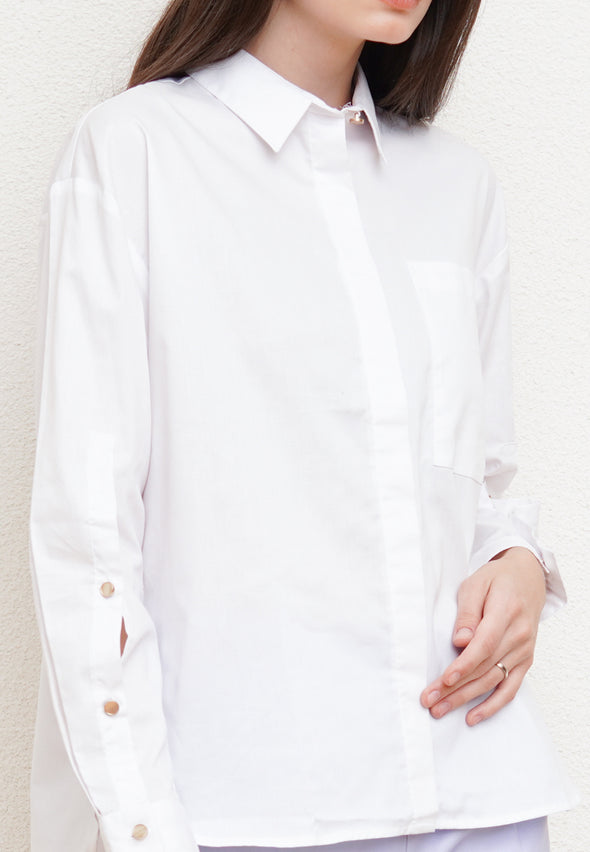 White Button Sleeve Shirt