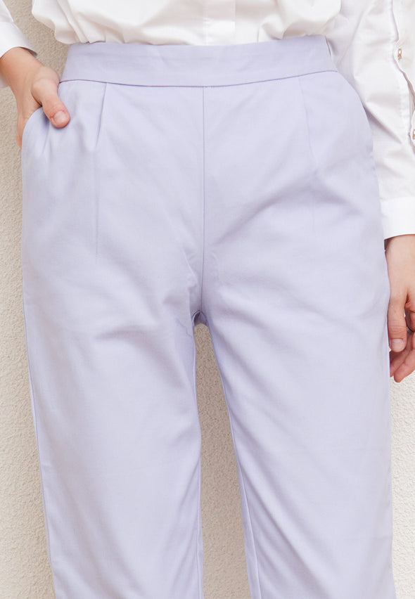 Lilac Casual Elastic Waist Pants