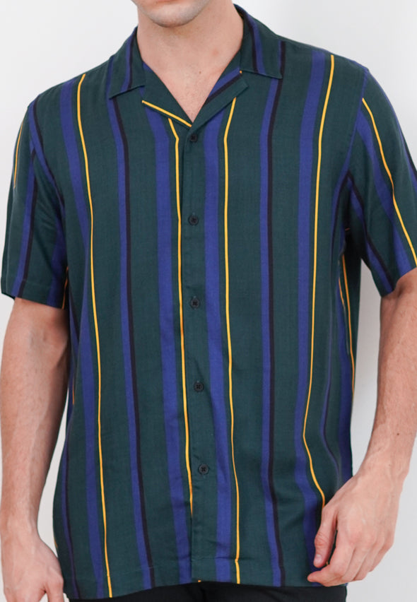 Green Short Sleeve Men's  Reguler Fit Shirt
