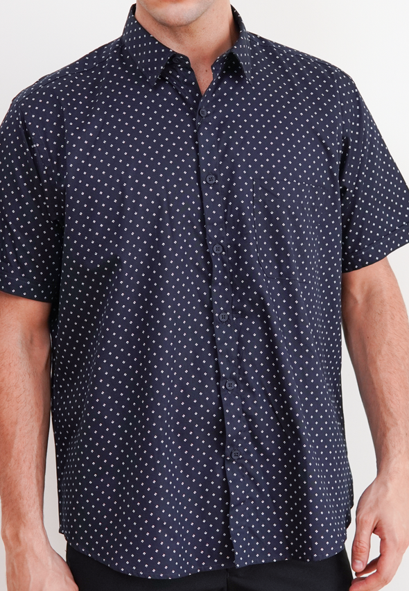 Navy Short Sleeve Men's Reguler Fit Shirt