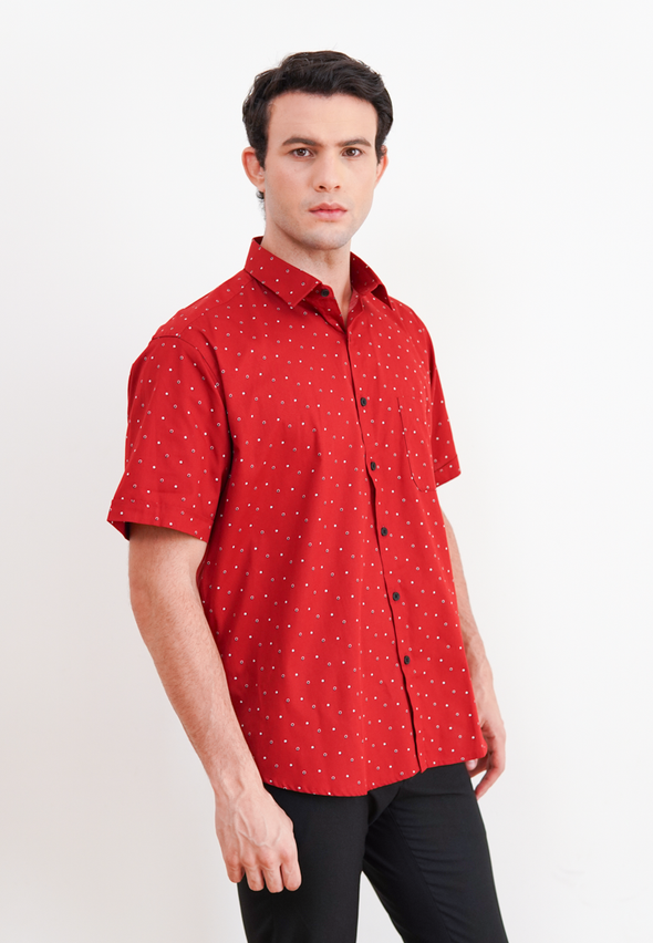 Red Short Sleeve Men's Regular Fit Shirt