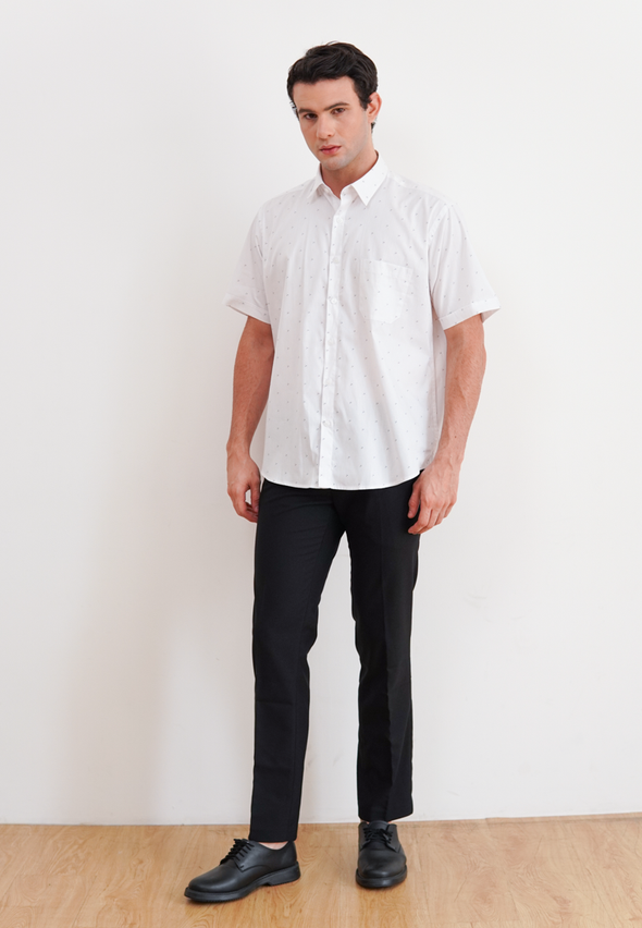 White Short Sleeve Men's Reguler Fit Shirt