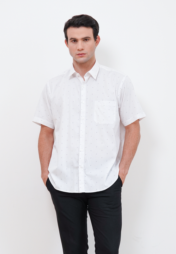 White Short Sleeve Men's Reguler Fit Shirt