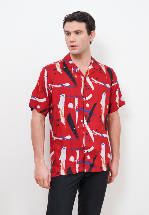 Red Short Sleeve Men's  Reguler Fit Shirt