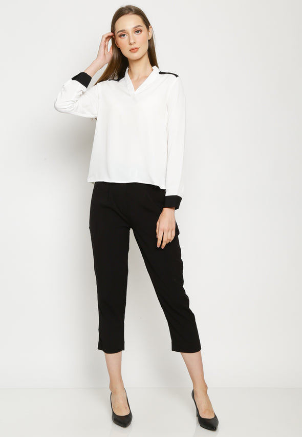 Contrast Sleeve Blouse