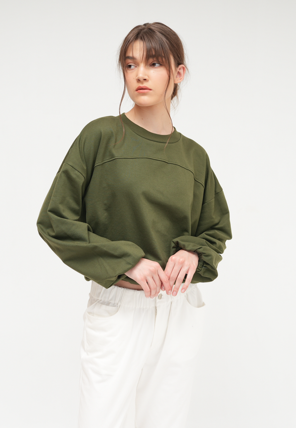 Women'S Green Long Sleeved Sweatshirt