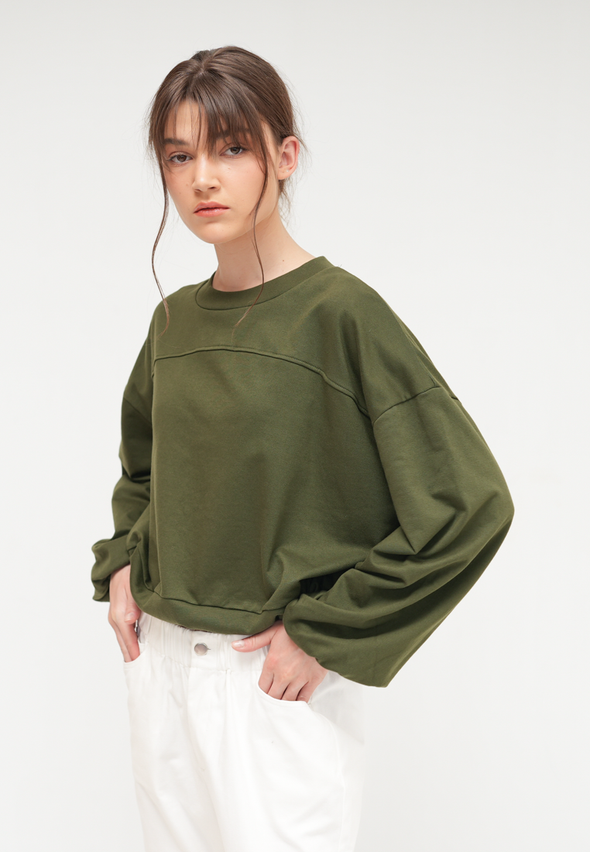 Women'S Green Long Sleeved Sweatshirt