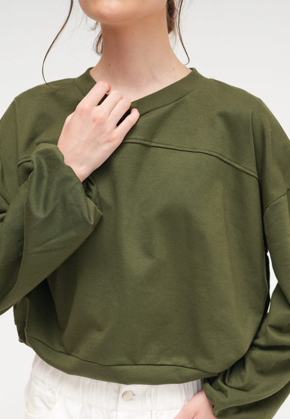 Women'S Green Long Sleeved Sweatshirt