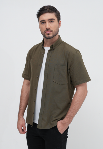 Green Short Sleeved Regular Fit Shirt