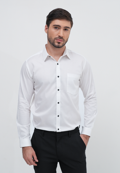 White Long Sleeved Slim Fit Shirt