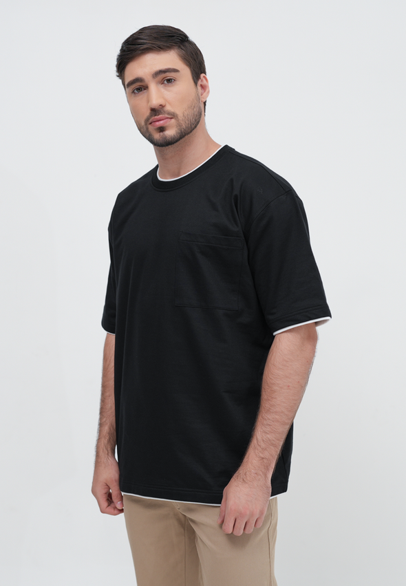 Black Pocket Oversize T-Shirt