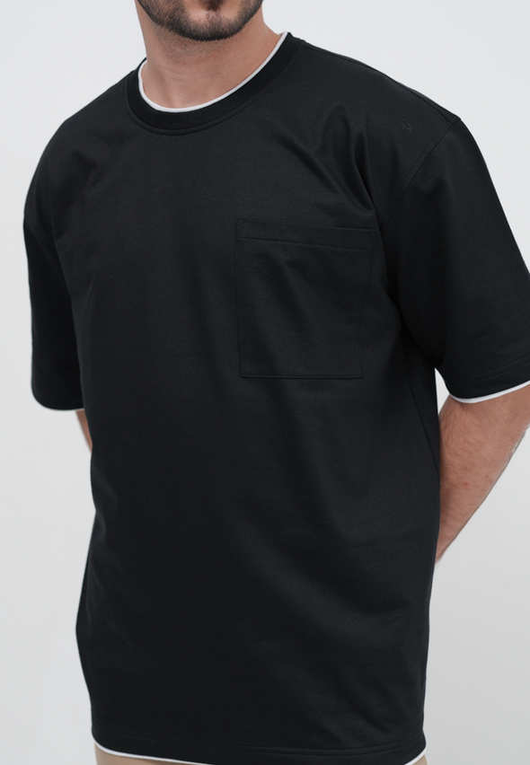 Black Pocket Oversize T-Shirt