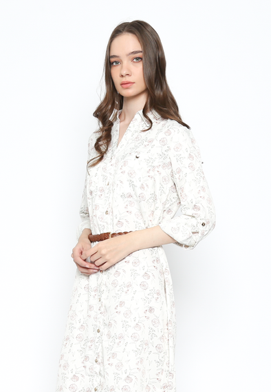 Midi Dress With Women's Pattern Belt