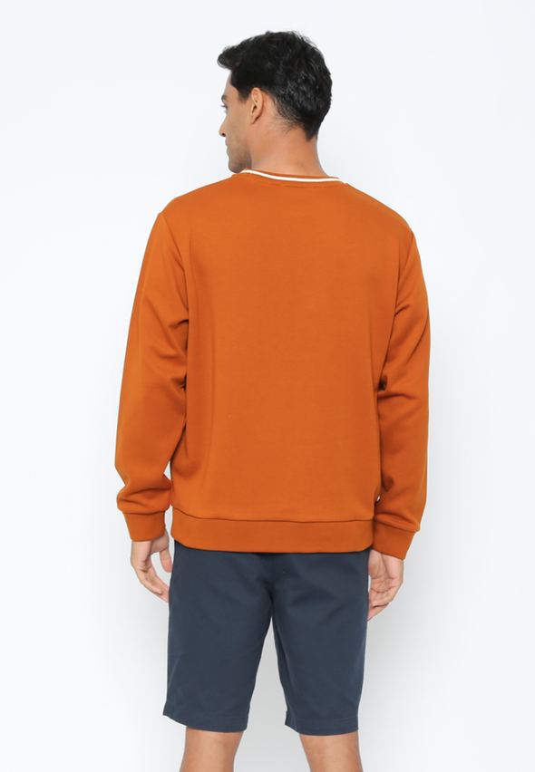 Men's Brick Brown Long Sleeve Sweater