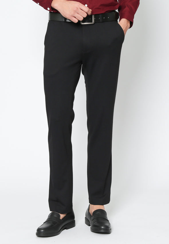 Black 4-Way Stretch Slim Fit Trousers