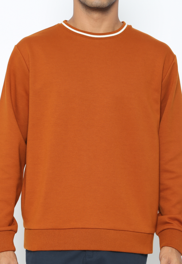 Men's Brick Brown Long Sleeve Sweater