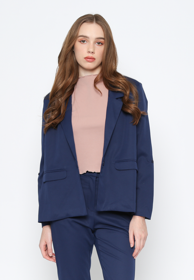 Women's Long Sleeve Navy Blue Blazer