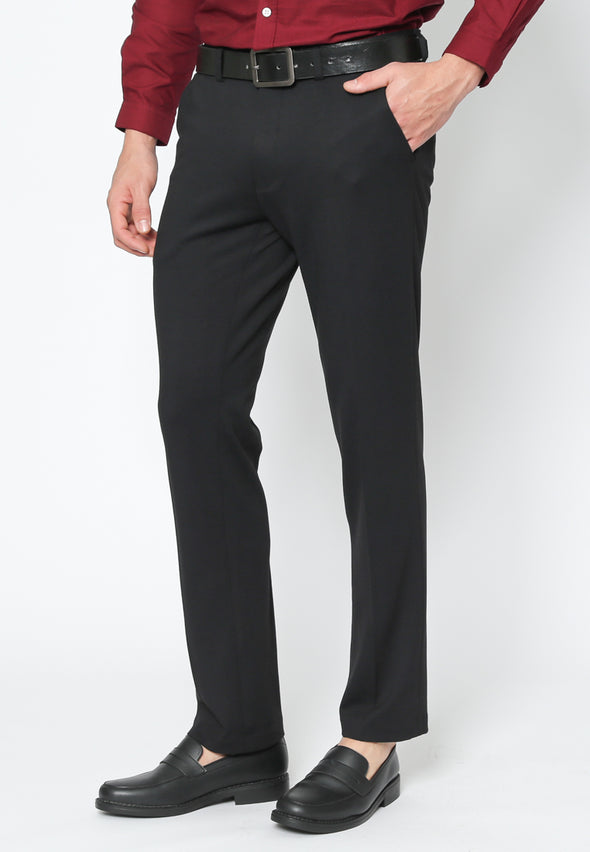 Black 4-Way Stretch Slim Fit Trousers