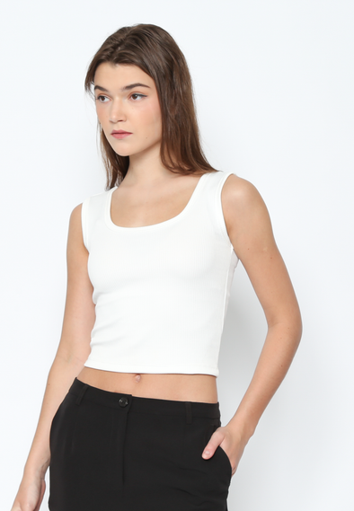 Women'S White Square Tank Top