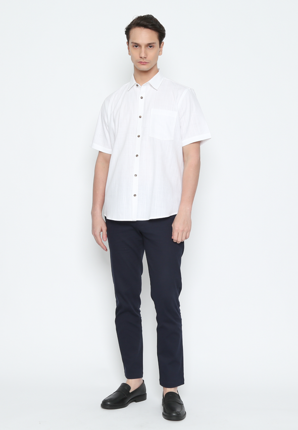 Men'S White Pocket Short Sleeve Regular Fit Shirt