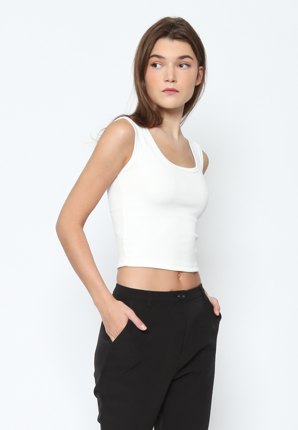 Women'S White Square Tank Top