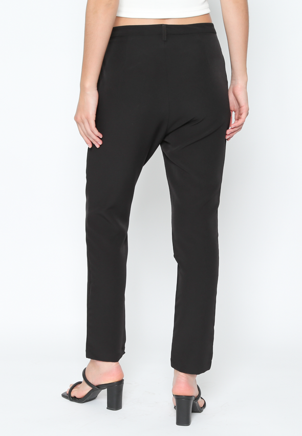 Women'S Black Slim Tapered Cut Long Pants