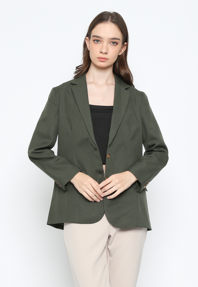 Women's Green Casual Long Sleeve Blazer