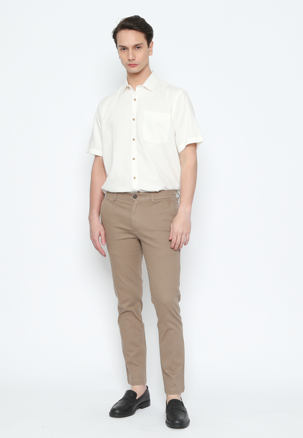 Men'S Cream Chinos Long Pants