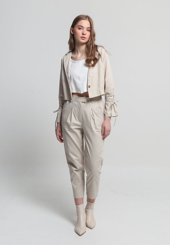 Cream Long Sleeve Blazer