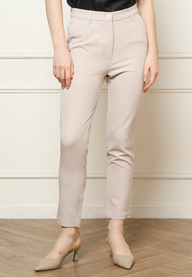 Women's Cream Slim Fit Long Pants