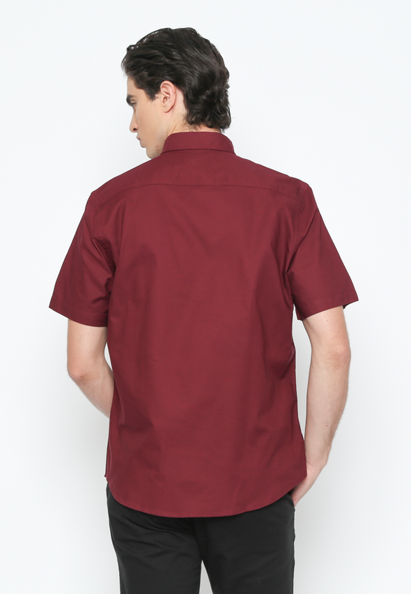 Men's Red Short Sleeve Plain Shirt