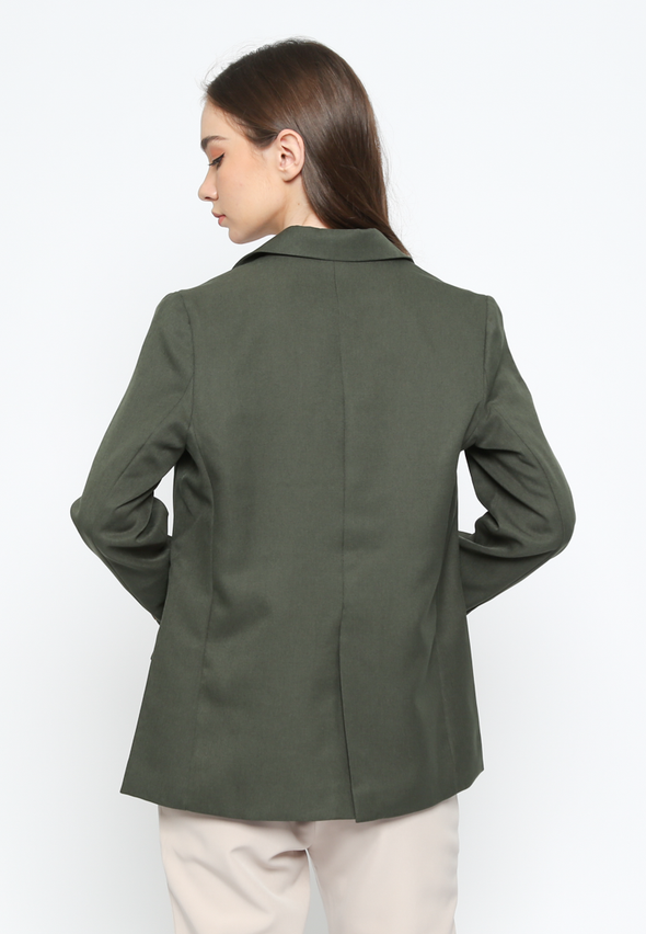 Women's Green Casual Long Sleeve Blazer