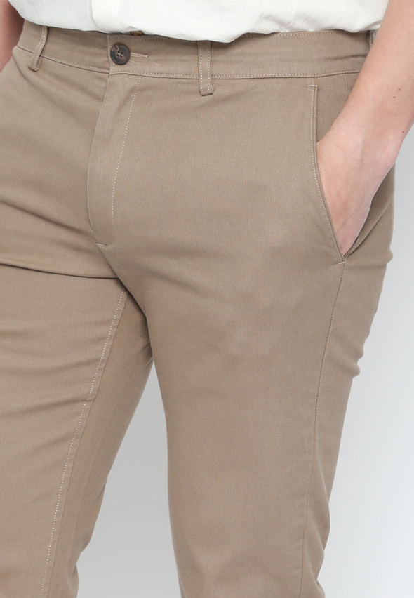 Men'S Cream Chinos Long Pants