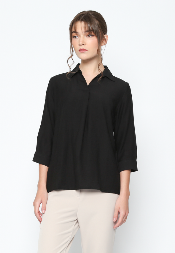 Women'S Black V-Neck Shirt