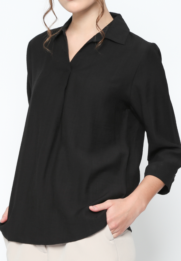 Women'S Black V-Neck Shirt