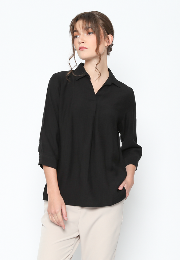 Women'S Black V-Neck Shirt