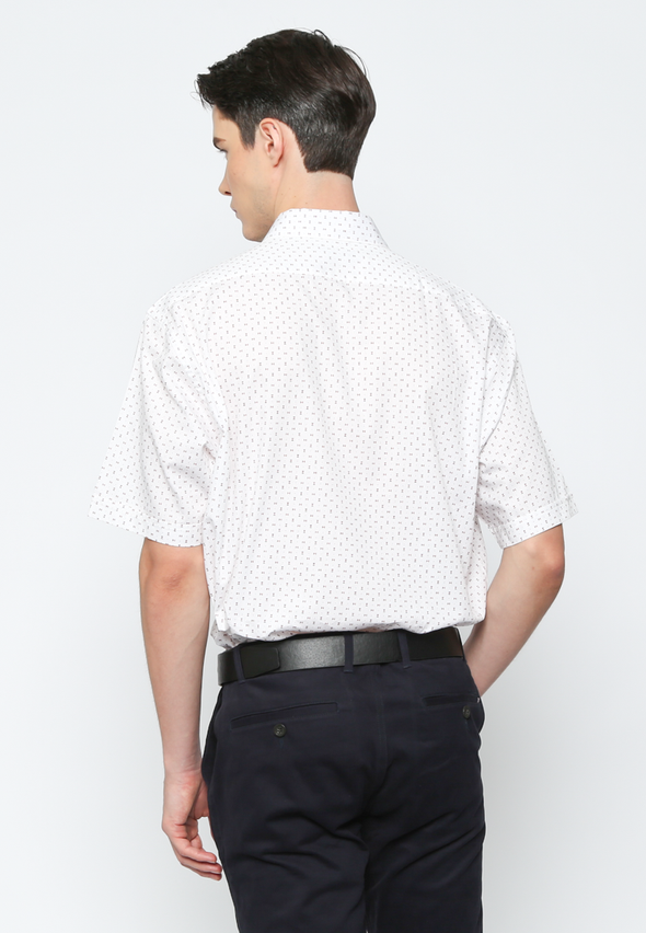 Men's White Pattern Short Sleeve Shirt