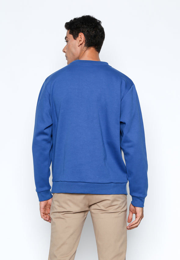 Blue Text Printed Sweatshirt