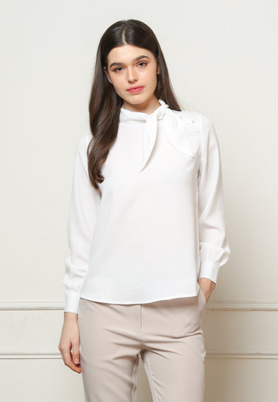 Women's White Long Sleeve Blouse