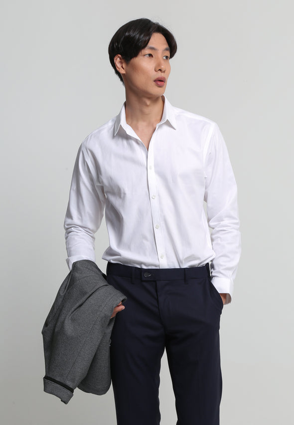 White Slim Fit Dobby Shirt