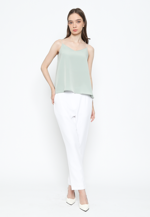 Women's Green V Neck Tank Top