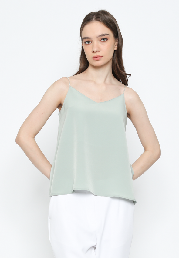Women's Green V Neck Tank Top