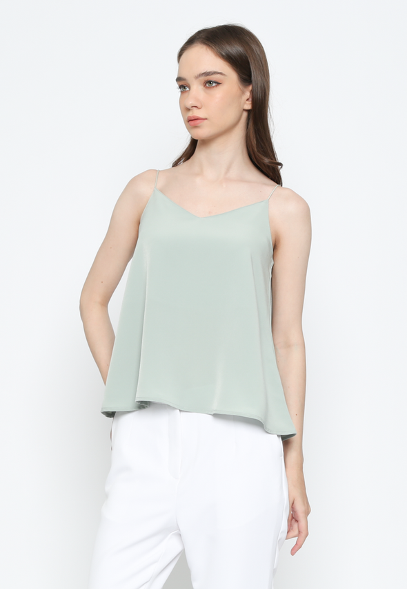 Women's Green V Neck Tank Top