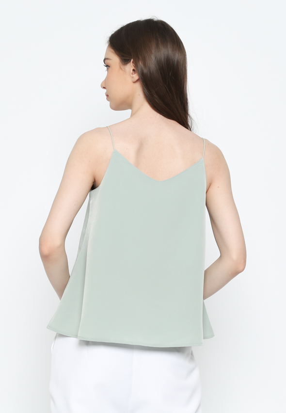 Women's Green V Neck Tank Top
