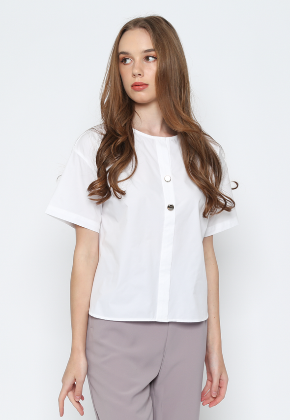 White Women's Short-Sleeve Blouse