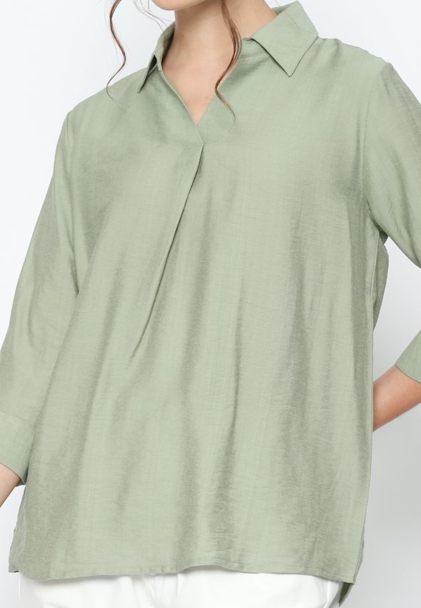 Women'S Sage Green V-Neck Shirt