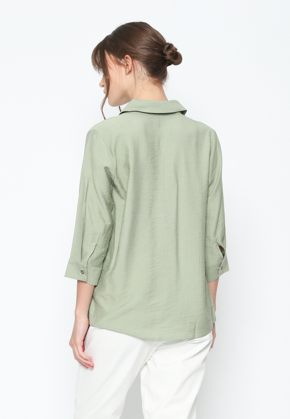 Women'S Sage Green V-Neck Shirt